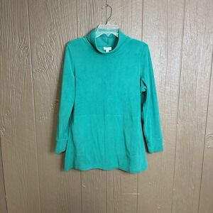 NWT J. Jill Women's Fit Microfleece Cowl Neck Tunic Sea Green M Athletic Running
